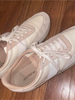 J. Crew Cream and Blush Low-Top Leather Sneakers